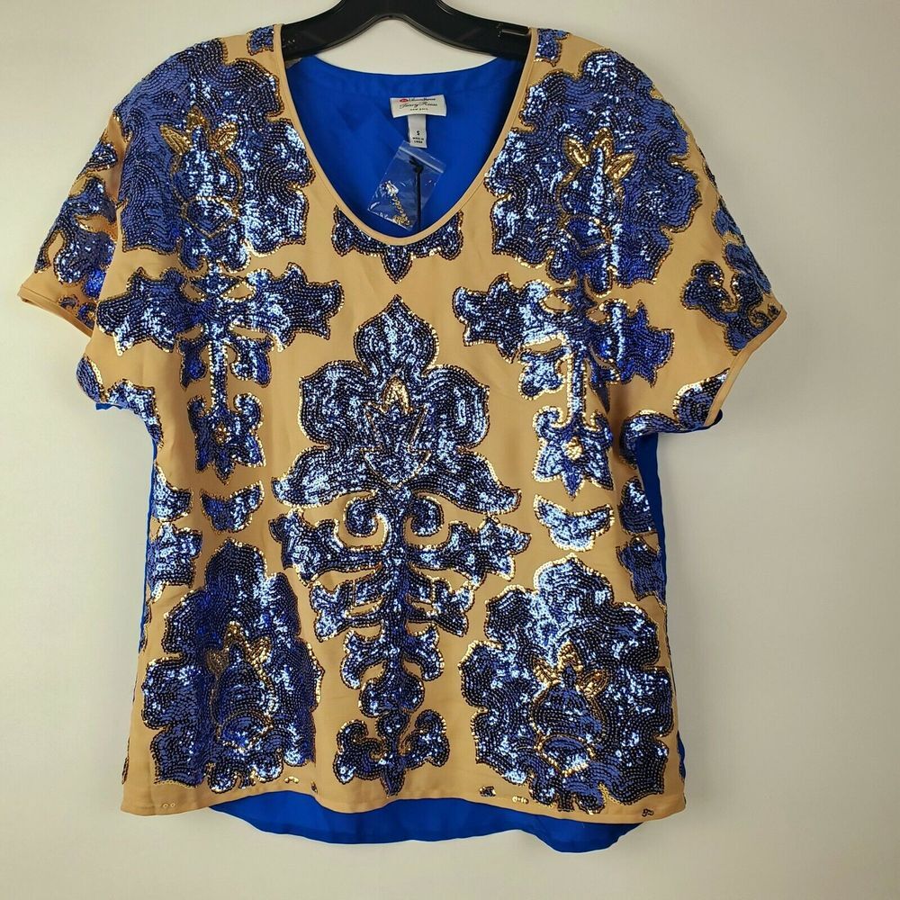Tracy Reese Womens‎ Top Small NWT Neiman Marcus Target Blue Floral Sequin